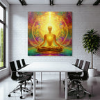 Meditative Figur In Leuchtender Psychedelischer Aura
