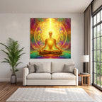 Meditative Figur In Leuchtender Psychedelischer Aura