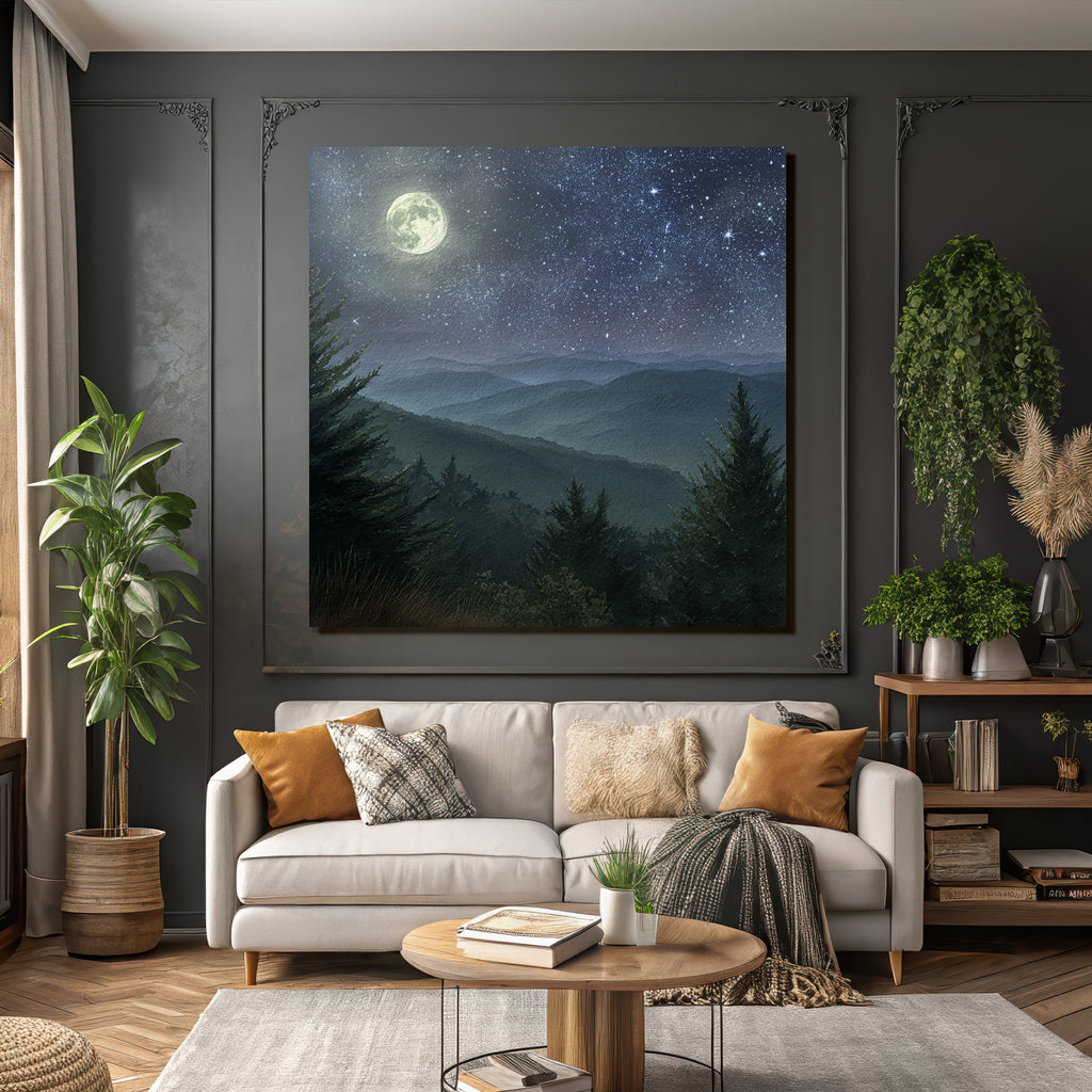 Mondnacht Im Aquarellstil Der Ruhigen Landschaft