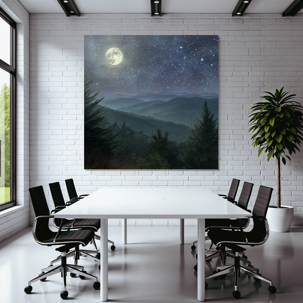 Mondnacht Im Aquarellstil Der Ruhigen Landschaft