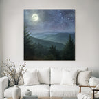 Mondnacht Im Aquarellstil Der Ruhigen Landschaft