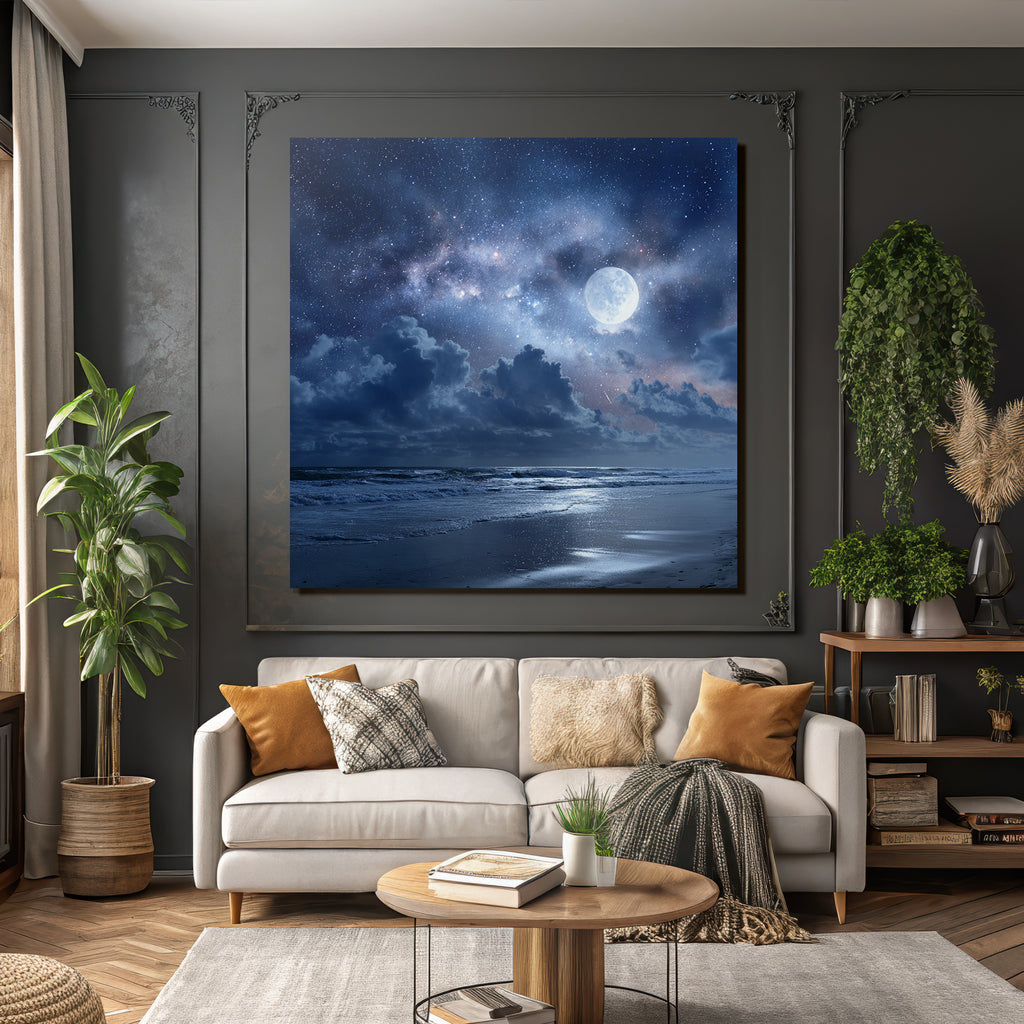 Mondschein Am Strand In Der Nacht