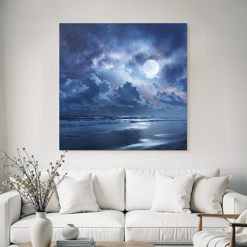 Mondschein Am Strand In Der Nacht