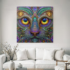 Psychedelische Katze In Fraktalen Mustern
