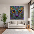 Psychedelische Katze In Fraktalen Mustern