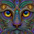 Psychedelische Katze In Fraktalen Mustern | Psychedelische Kunst | Stilrichtungen