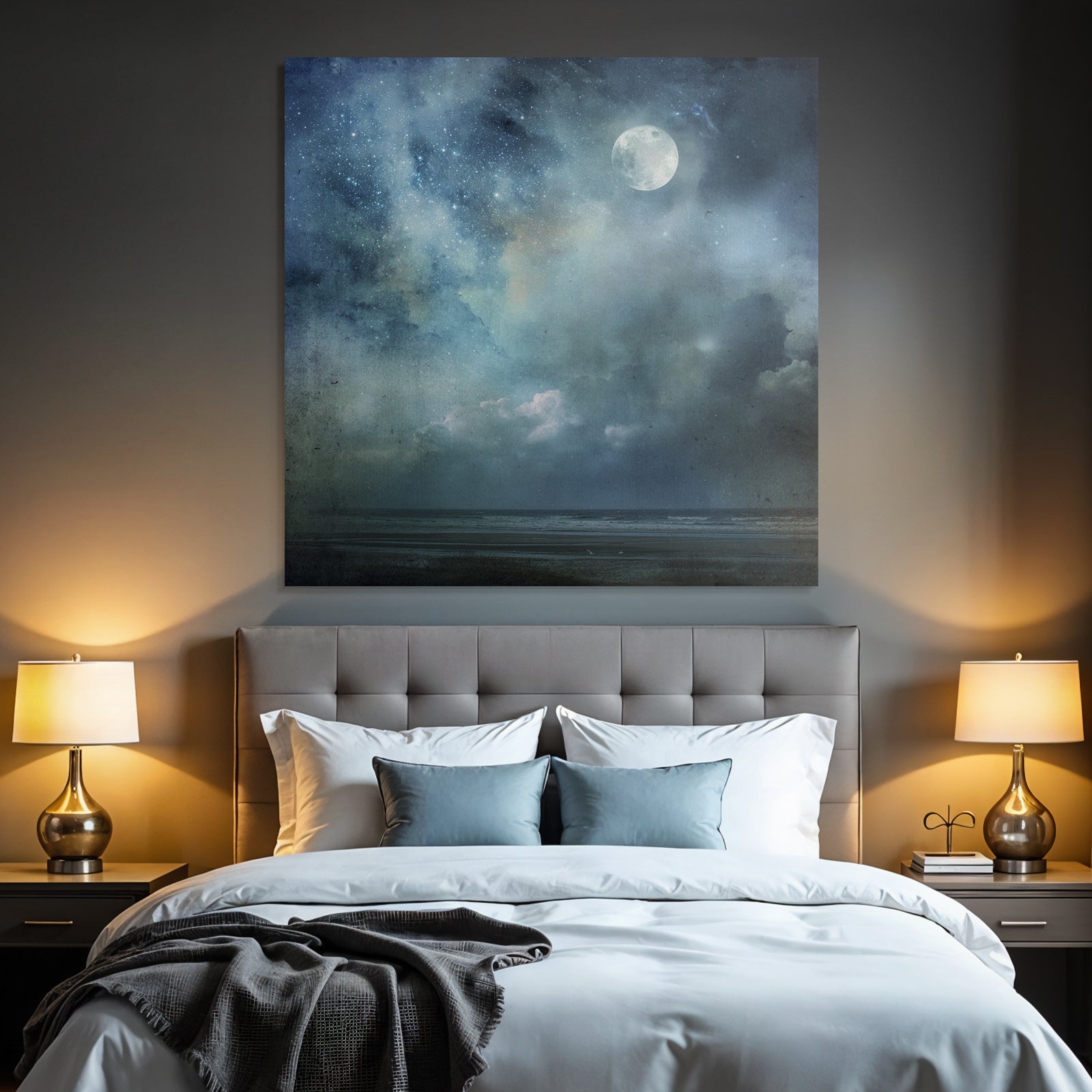 Ruhige Nachtlandschaft Mit Mond Und Meer
