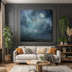 Ruhige Nachtlandschaft Mit Mond Und Meer