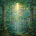 Sonnendurchfluteter Wald Pfad | Psychedelische Kunst | Stilrichtungen