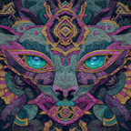 Stilisierte Kreatur Mit Intensiven Farben Und Verzierten Mustern | Psychedelische Kunst | Stilrichtungen