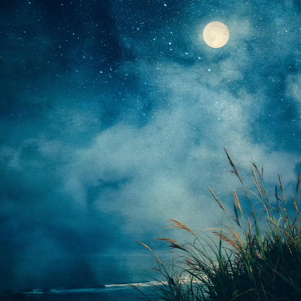 Stille Nacht Am Strand Mit Mondschein | Psychedelische Kunst | Stilrichtungen
