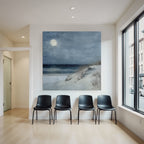 Winterlicher Strand Am Meer Bei Mondschein Und Sanfter Schneefall