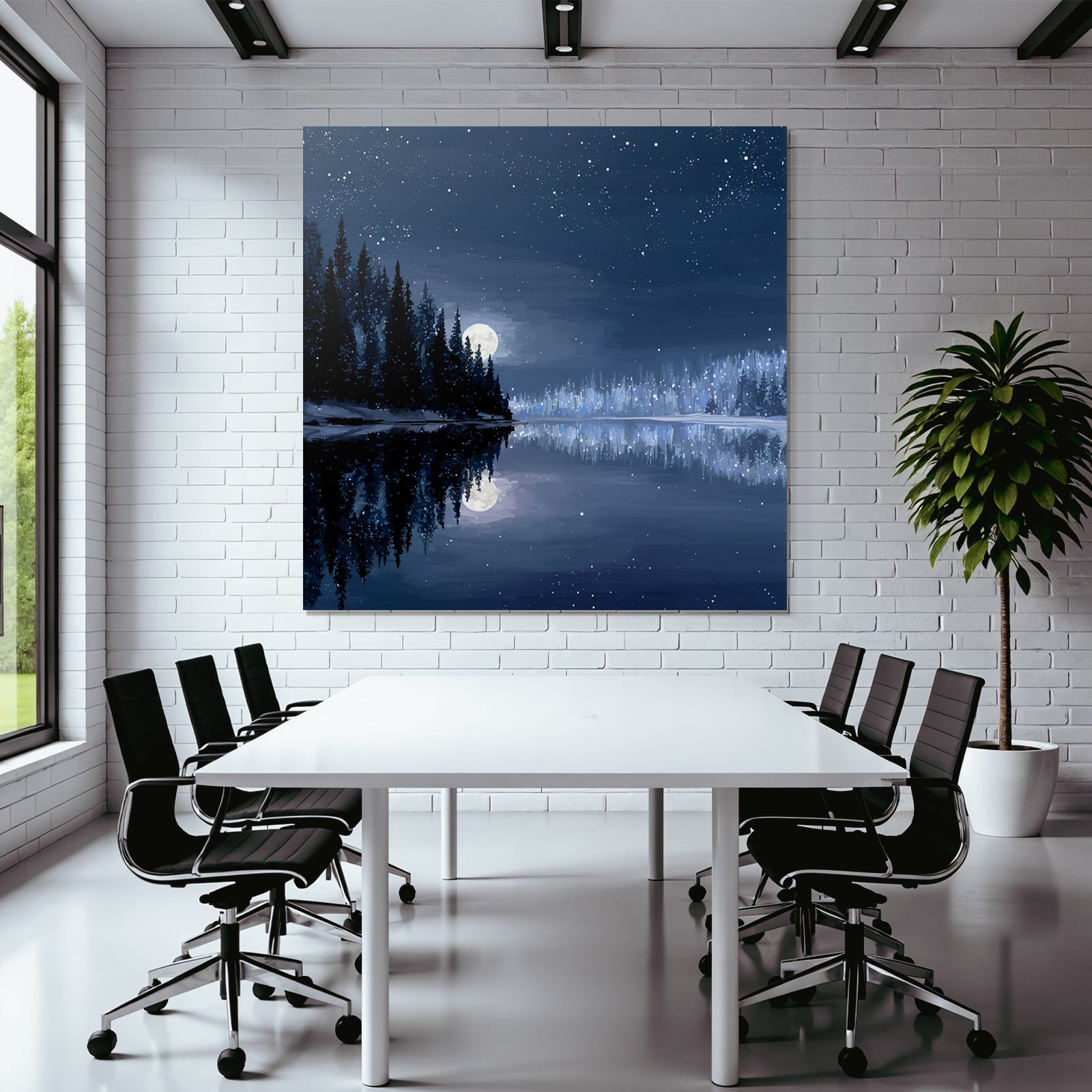 Winternacht Im Mondschein Am Vereisten See