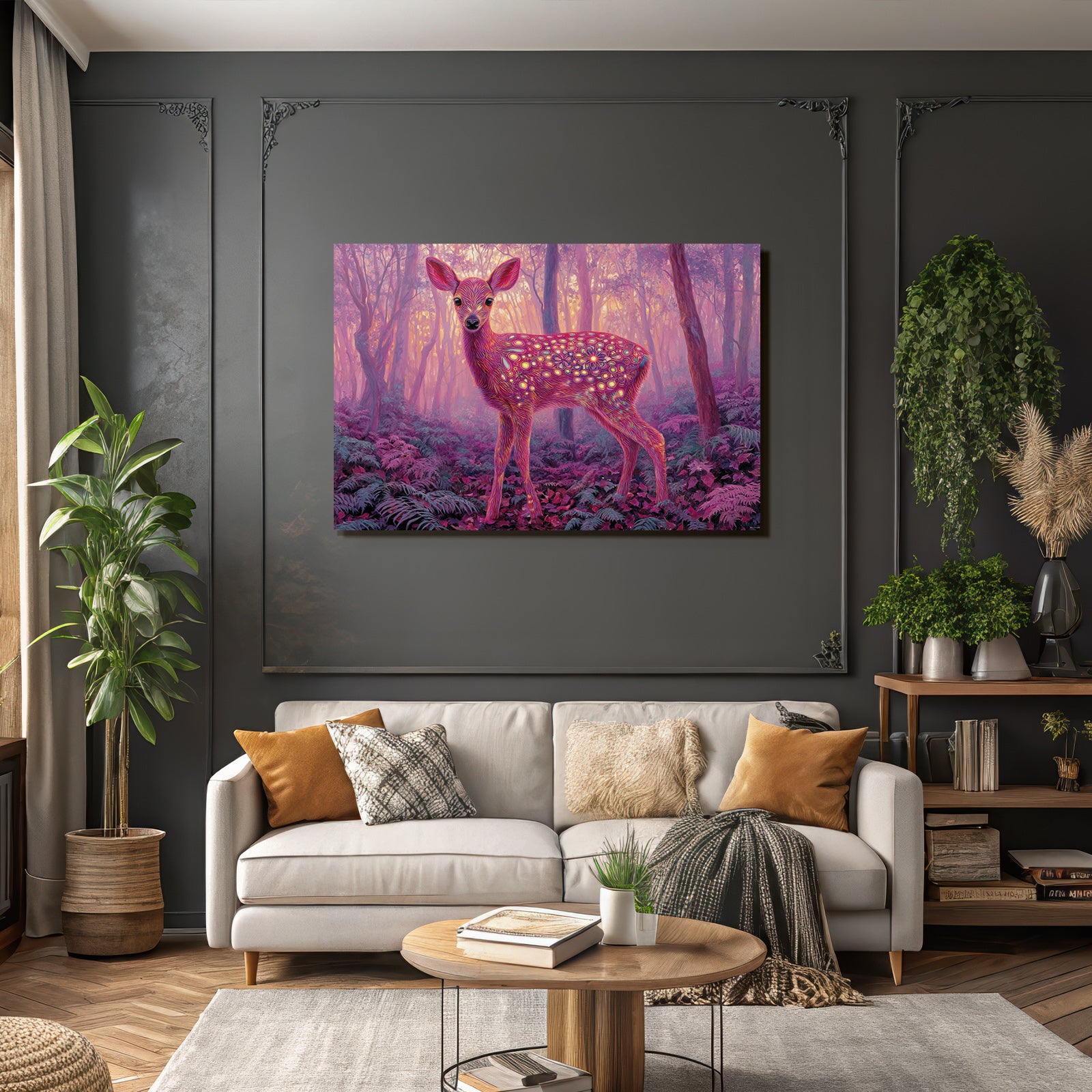 Bunter Hirsch Im Traumhaften Psychedelischen Wald