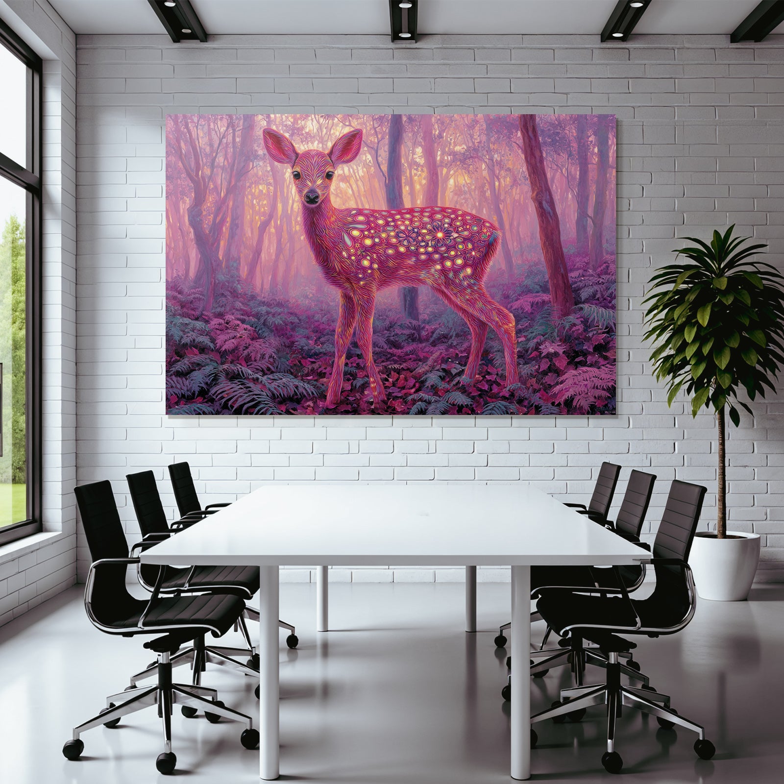 Bunter Hirsch Im Traumhaften Psychedelischen Wald