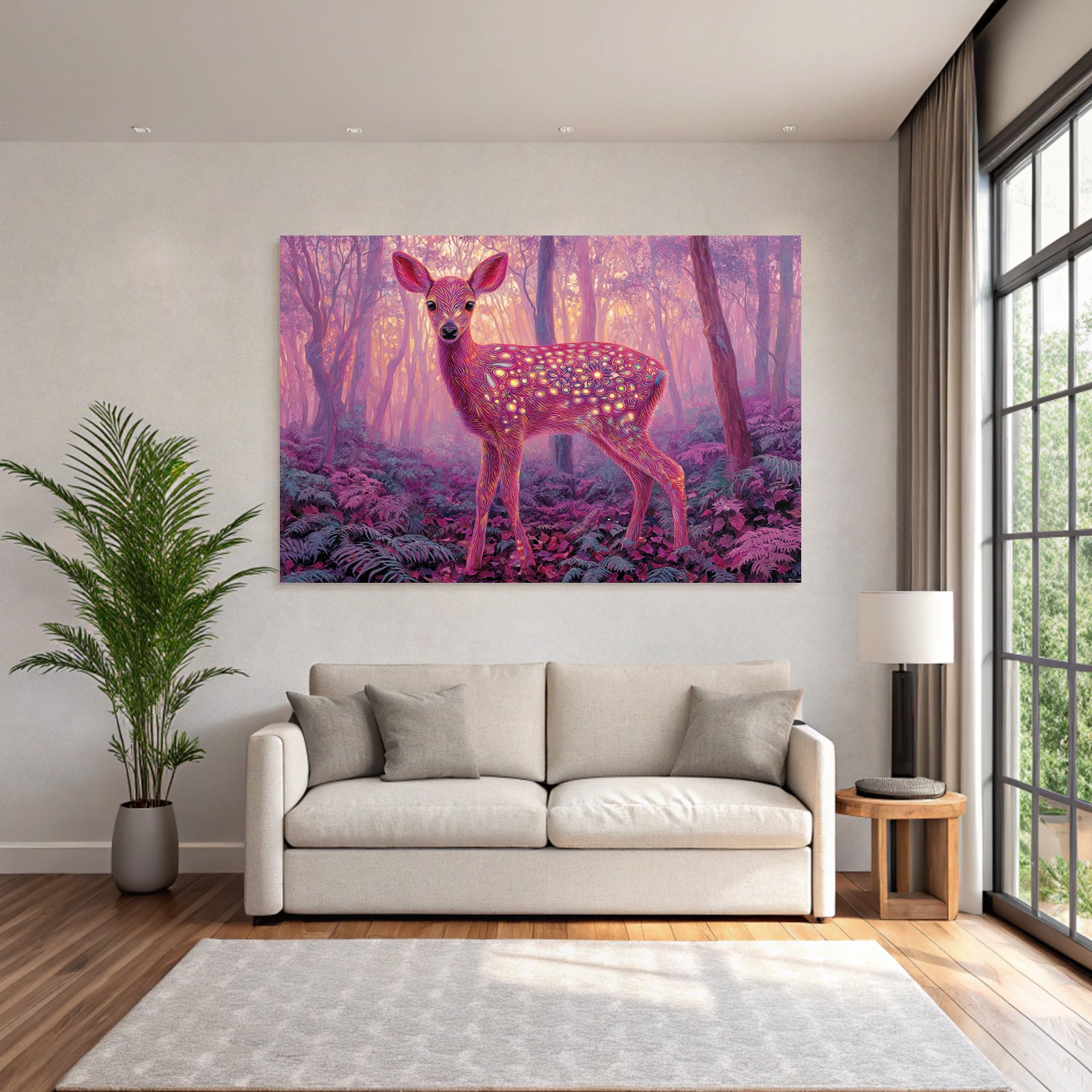 Bunter Hirsch Im Traumhaften Psychedelischen Wald