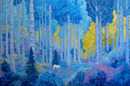Bunter Traeumwald Mit Weissfuchs Am Wasser | Psychedelische Kunst | Stilrichtungen