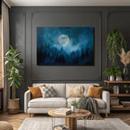 Einsame Nacht Mit Vollmond Und Kiefern