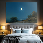 Friedliche Nachtlandschaft Mit Vollmond Und Sternen