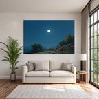 Friedliche Nachtlandschaft Mit Vollmond Und Sternen