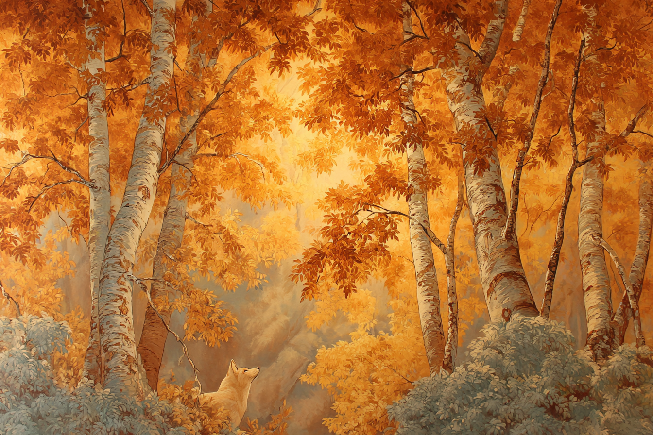 Herbstwaldszene Mit Fuchs | Psychedelische Kunst | Stilrichtungen