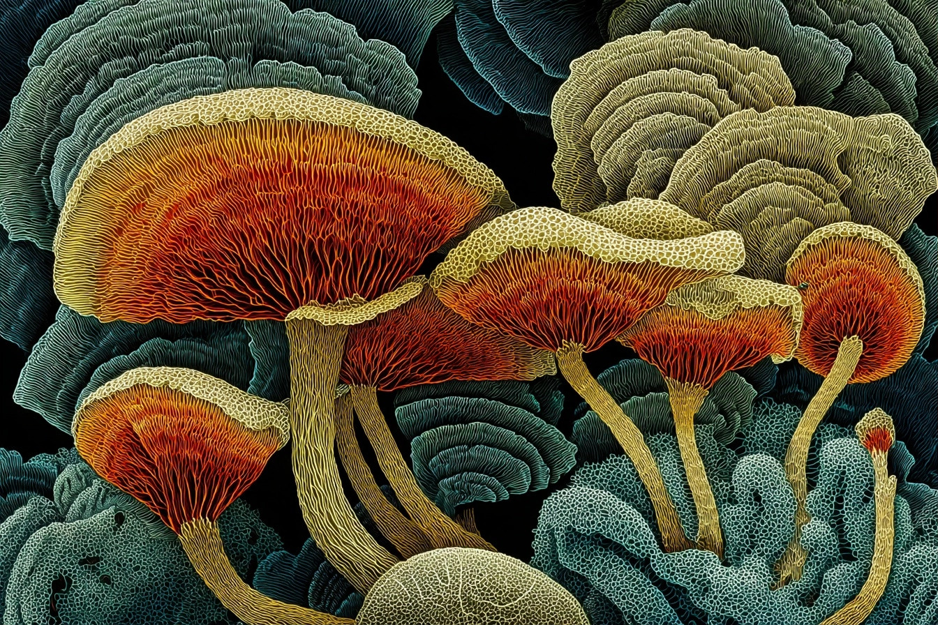 Kunstvolle Pilzillustration Mit Lebendigen Farben | Psychedelische Kunst | Stilrichtungen