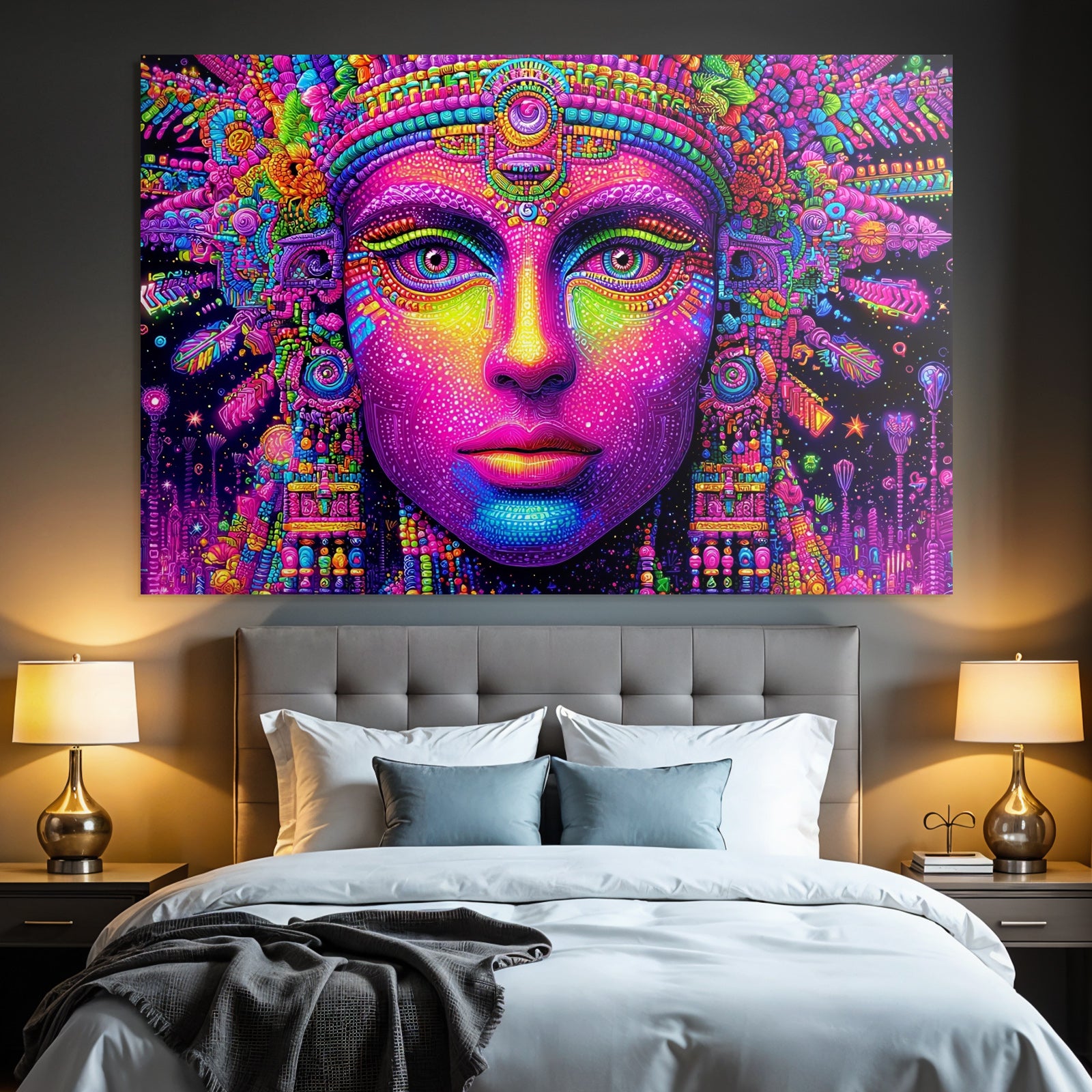 Surreale Figur Der Spiritualität In Bunten Psychedelischen Mustern