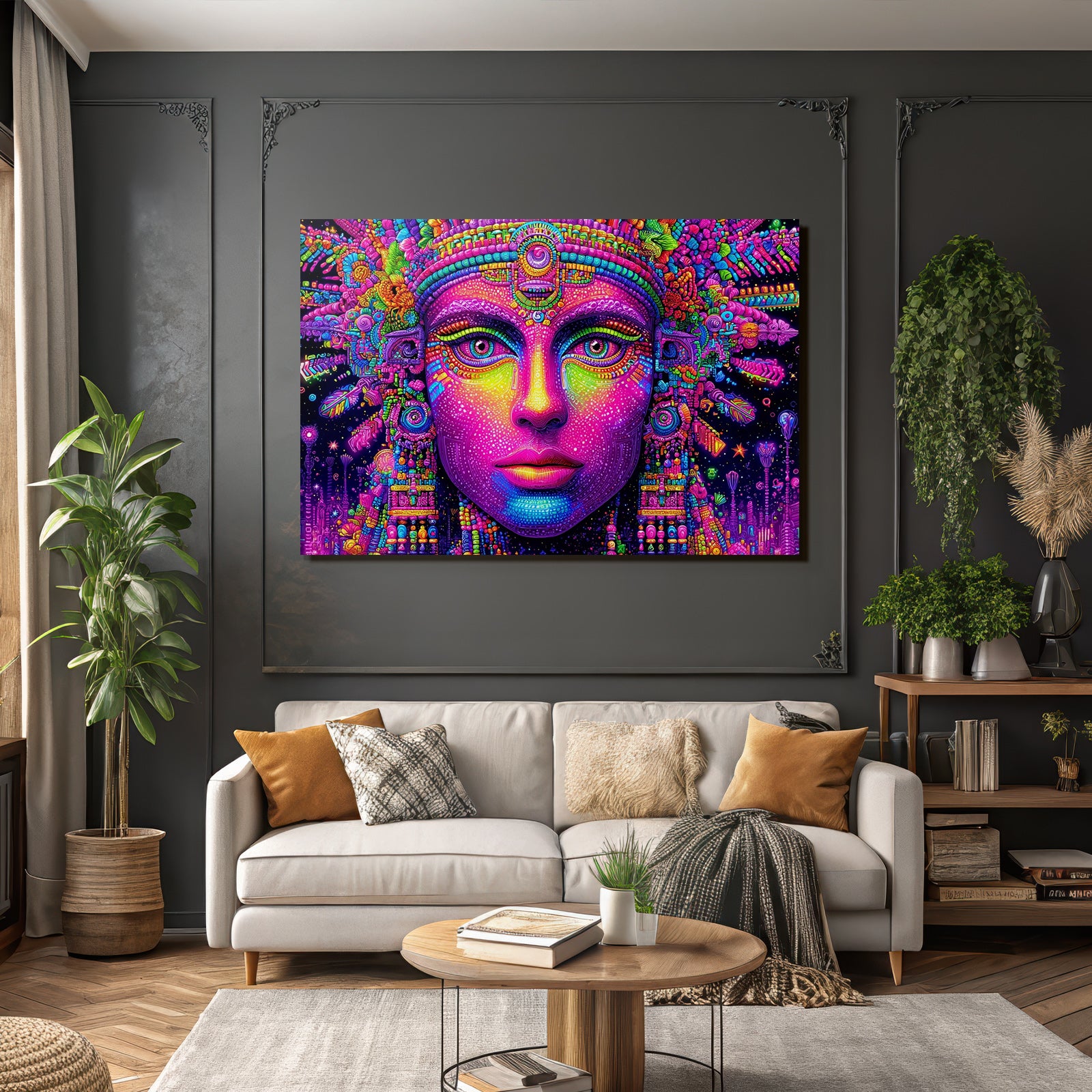 Surreale Figur Der Spiritualität In Bunten Psychedelischen Mustern