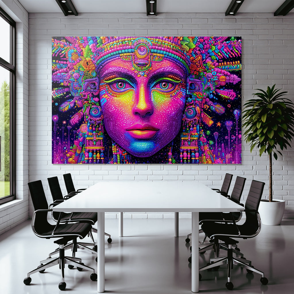 Surreale Figur Der Spiritualität In Bunten Psychedelischen Mustern