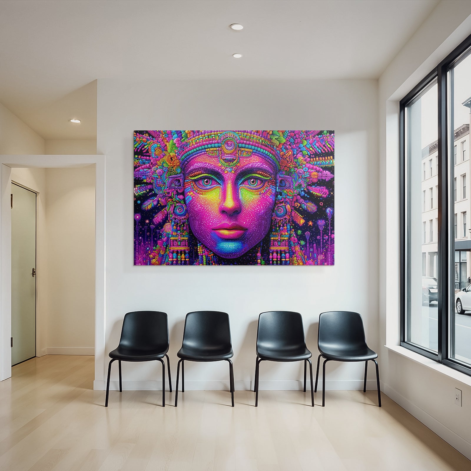 Surreale Figur Der Spiritualität In Bunten Psychedelischen Mustern