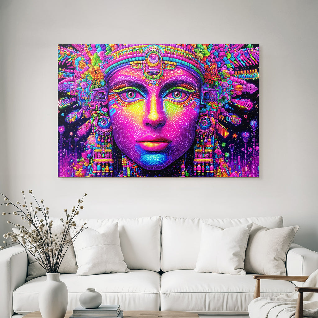 Surreale Figur Der Spiritualität In Bunten Psychedelischen Mustern