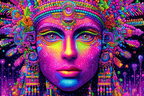 Surreale Figur Der Spiritualität In Bunten Psychedelischen Mustern | Psychedelische Kunst | Stilrichtungen