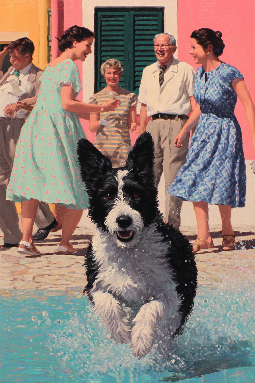 Hund Im Wasser Fröhliche Szene Mit Menschen | Humor und Schraeges | Themen und Hobbys