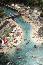 Lebhafte Küstenlandschaft Mit Strand Und Boote Festival | Humor und Schraeges | Themen und Hobbys