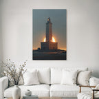 Lighthouse at sunset with silhouette effect