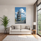 Quaint Multi Level Building Overlooking Water With Sailboats