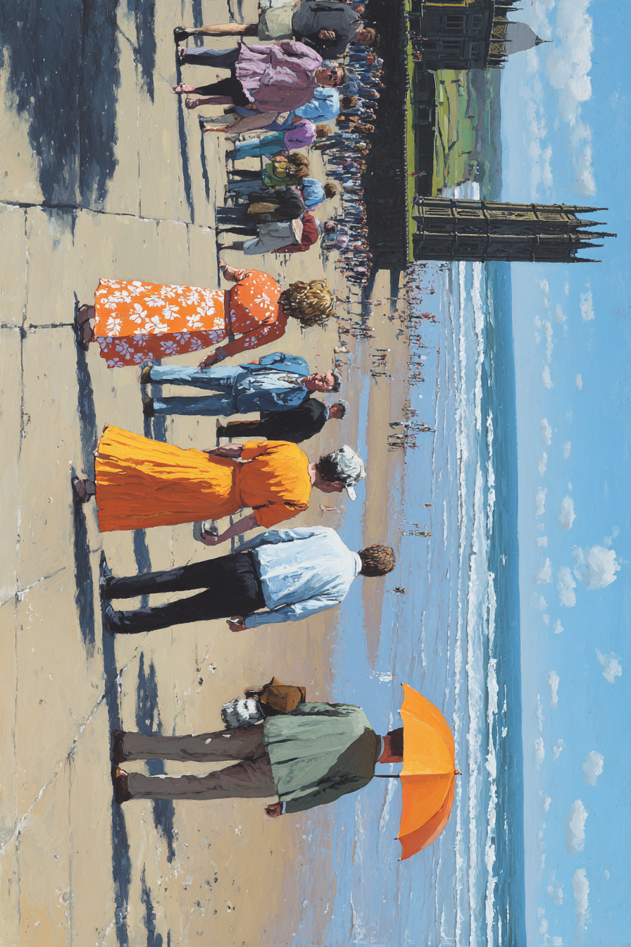 Strand Spaziergang Mit Regenschirm Sommer Malerei | Humor und Schraeges | Themen und Hobbys