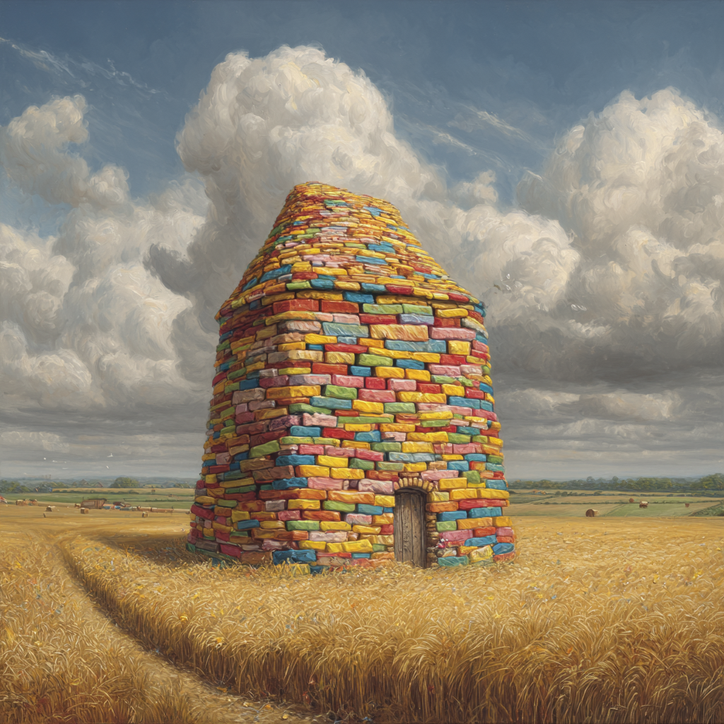Bunte Turm Im Goldenen Weizenfeld Unter Wolkigem Himmel | Humor und Schraeges | Themen und Hobbys