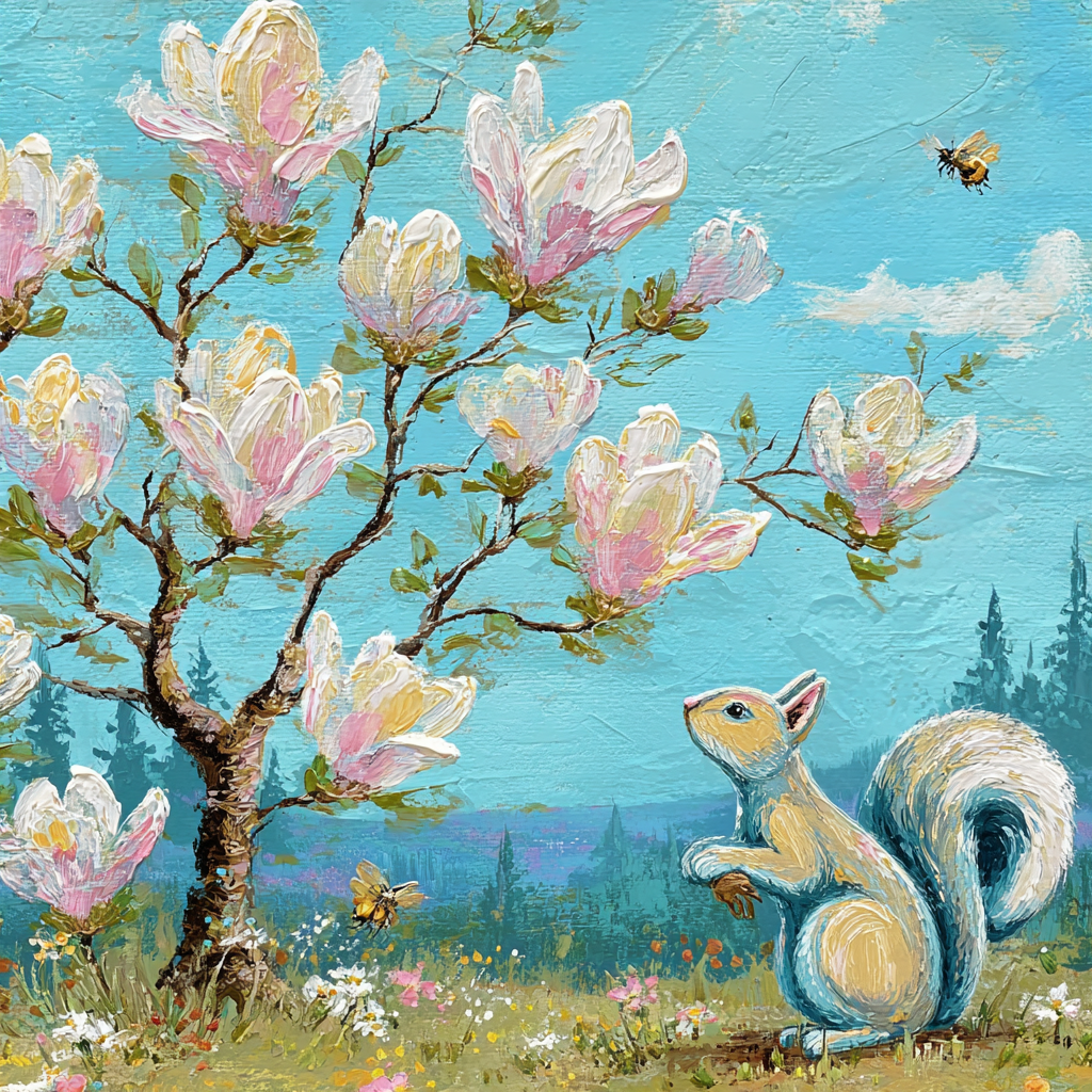Eichhörnchen Unter Einem Blühenden Magnolienbaum Im Frühling | Humor und Schraeges | Themen und Hobbys