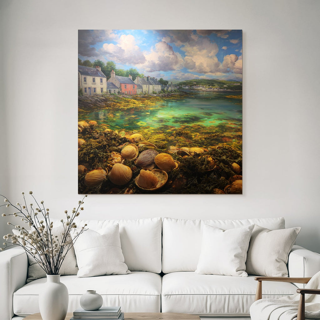 Küstenschönheit Meereslandschaft Seashells Farbige Häuser
