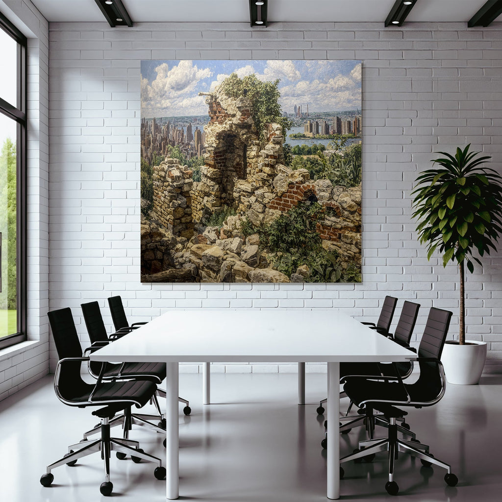 Landschaft Ruinen Und Stadtskyline Natur Vs Stadt