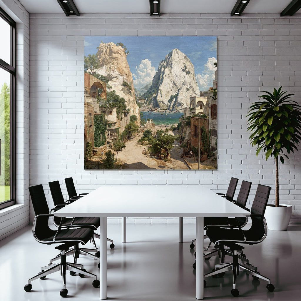 Malerische Küstenlandschaft Mit Häusern Und Segelbooten