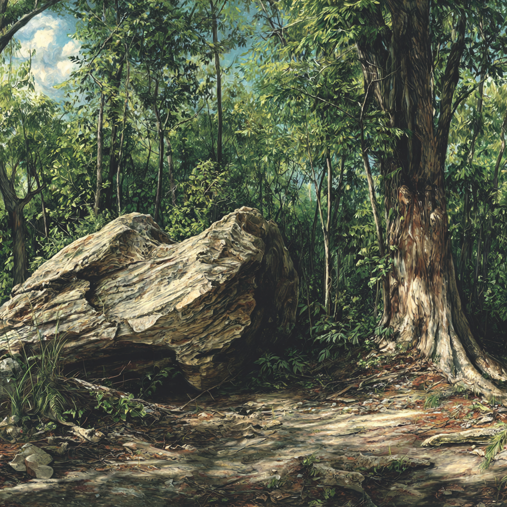 Natürliche Umgebung Waldlandschaft Mit Grossem Felsen Und Bäumen | Humor und Schraeges | Themen und Hobbys