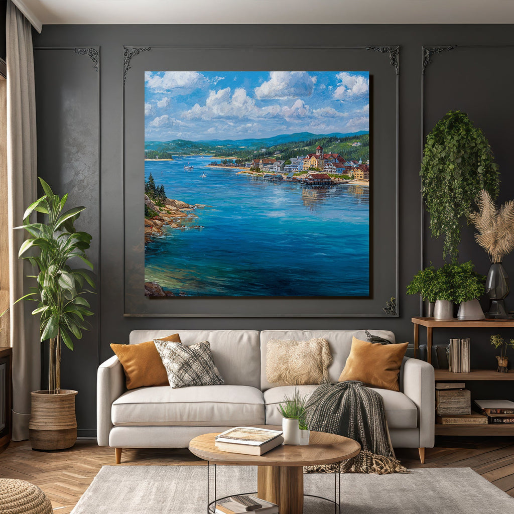 Scenic Landscape Waterfront View Malerei