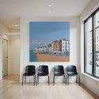 Seaside Promenade Mit Sandstrand Und Bunter Architektur
