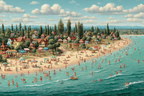 Beach Szenen Lebendiger Sommer Tag Mit Leuten Und Regenschirmen | Humor und Schraeges | Themen und Hobbys