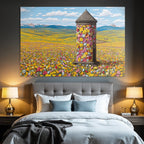 Blumenlandschaft Vor Der Turm Mit Hügel Und Himmel