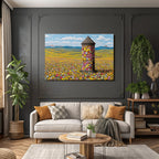 Blumenlandschaft Vor Der Turm Mit Hügel Und Himmel