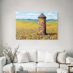 Blumenlandschaft Vor Der Turm Mit Hügel Und Himmel