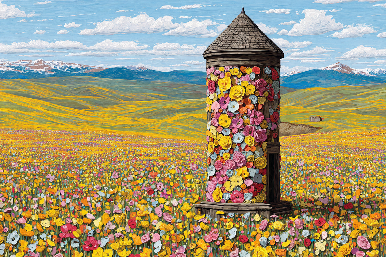 Blumenlandschaft Vor Der Turm Mit Hügel Und Himmel | Humor und Schraeges | Themen und Hobbys
